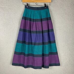 Vtg 60s Prophecy Petites Skirt XS 100% Worsted Wool Woven Stripe Pleats USA